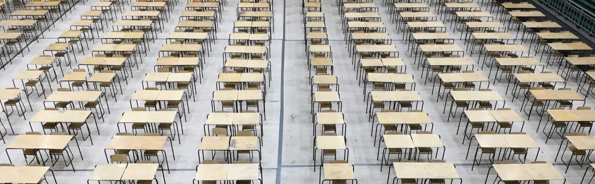 Empty desks for taking exams